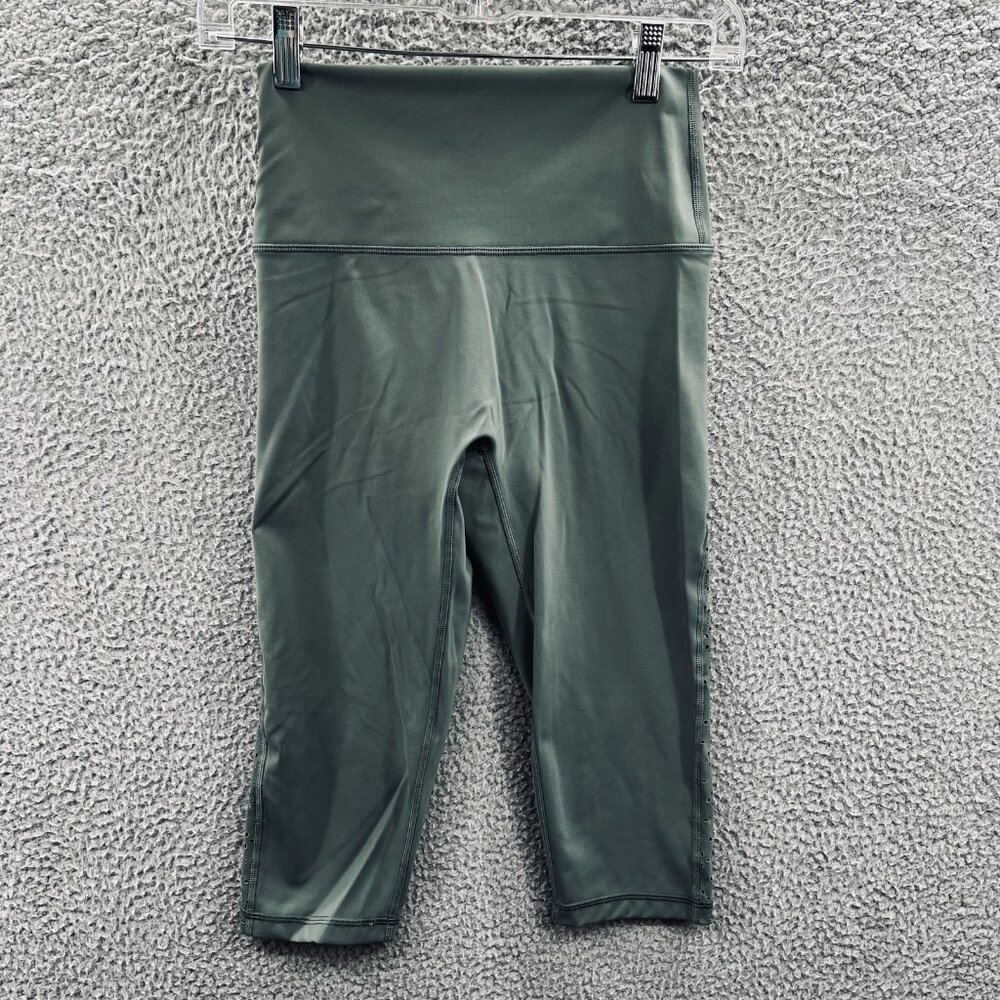 Aerie Leggings‎ Womens Medium Green Chill Play Move Laser Cut Crop Athletic Yoga
